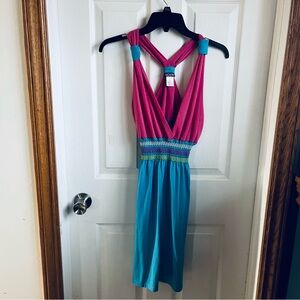 Ingear Pink and Blue Backless Dress